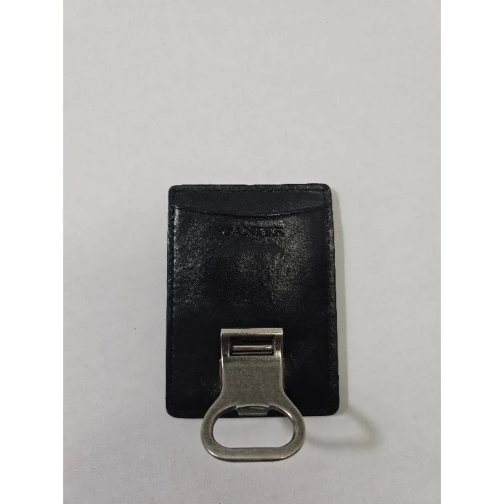 Danier Card Holder Mens Black Leather Bottle Opener Slim Wallet